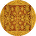 Round Oriental Yellow Traditional Rug, abs3753yw