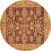 Round Oriental Brown Traditional Rug, abs3753brn