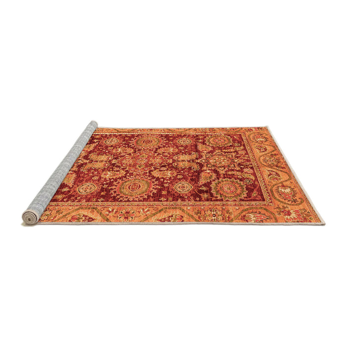 Sideview of Machine Washable Oriental Orange Traditional Area Rugs, wshabs3753org