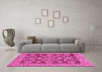 Machine Washable Oriental Pink Traditional Rug, wshabs3753pnk