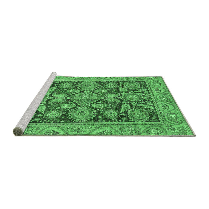 Sideview of Machine Washable Oriental Emerald Green Traditional Area Rugs, wshabs3753emgrn