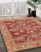 Abstract Red Oriental Rug in Family Room, abs3753