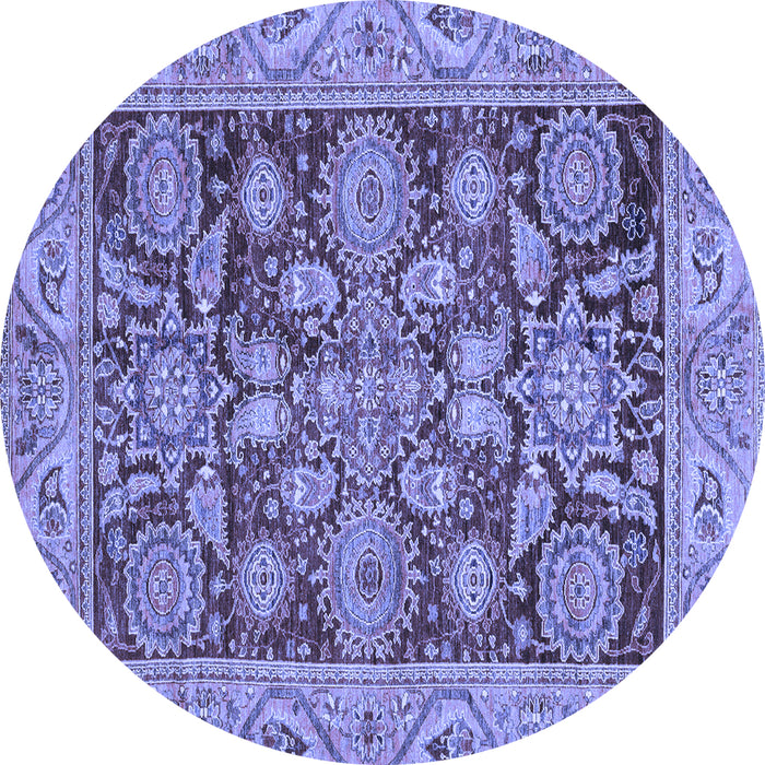 Round Machine Washable Oriental Blue Traditional Rug, wshabs3753blu