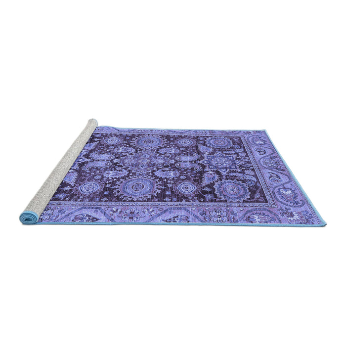 Sideview of Machine Washable Oriental Blue Traditional Rug, wshabs3753blu