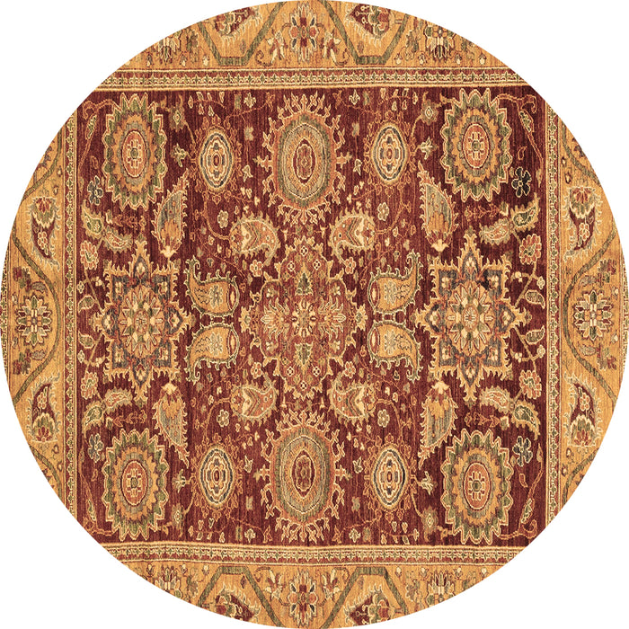 Round Machine Washable Oriental Brown Traditional Rug, wshabs3753brn