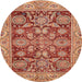 Round Abstract Red Oriental Rug, abs3753