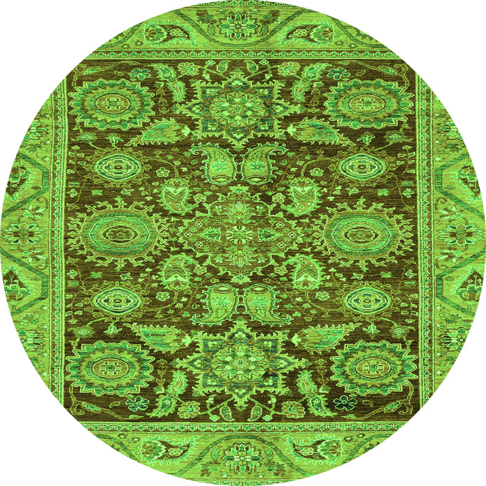 Round Oriental Green Traditional Rug, abs3753grn