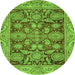 Round Oriental Green Traditional Rug, abs3753grn