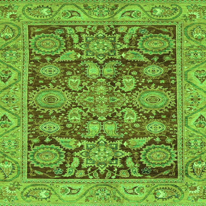 Square Machine Washable Oriental Green Traditional Area Rugs, wshabs3753grn