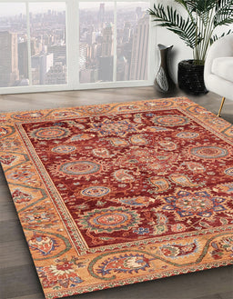 Machine Washable Abstract Red Rug in a Family Room, wshabs3753