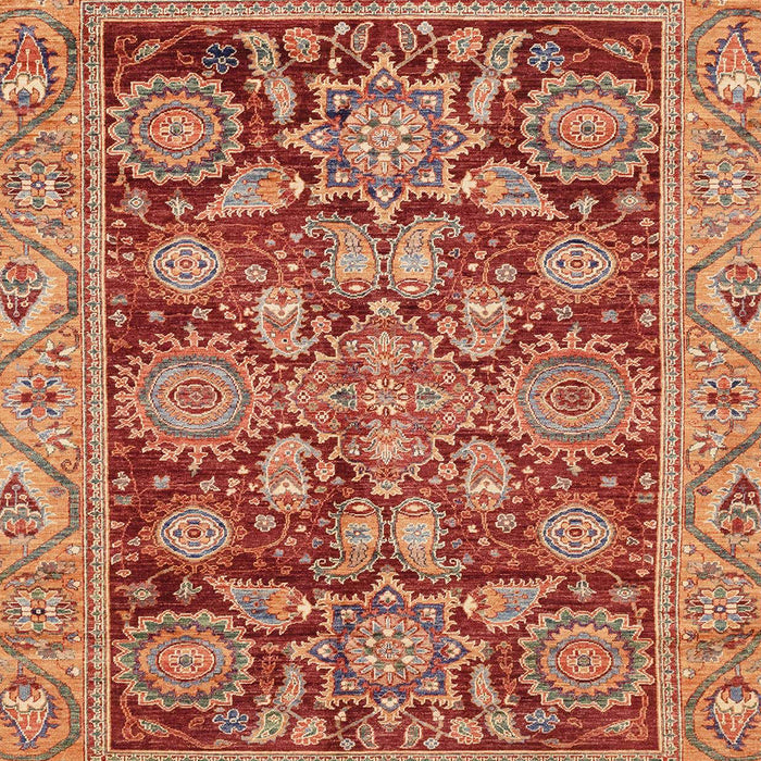 Machine Washable Abstract Red Rug, wshabs3753