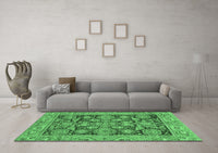 Machine Washable Oriental Emerald Green Traditional Rug, wshabs3753emgrn