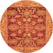 Round Oriental Orange Traditional Rug, abs3753org