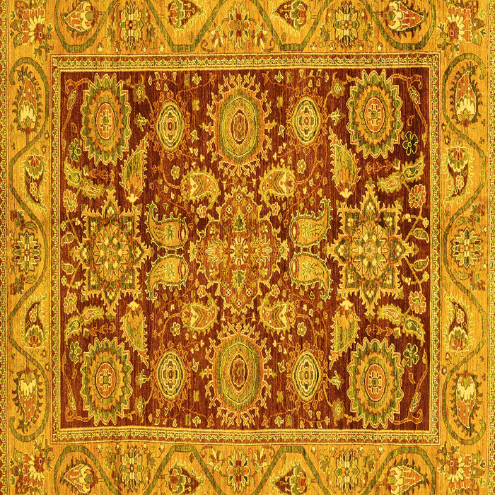 Square Machine Washable Oriental Yellow Traditional Rug, wshabs3753yw