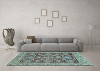 Machine Washable Oriental Light Blue Traditional Rug, wshabs3753lblu