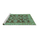 Sideview of Machine Washable Oriental Turquoise Traditional Area Rugs, wshabs3753turq