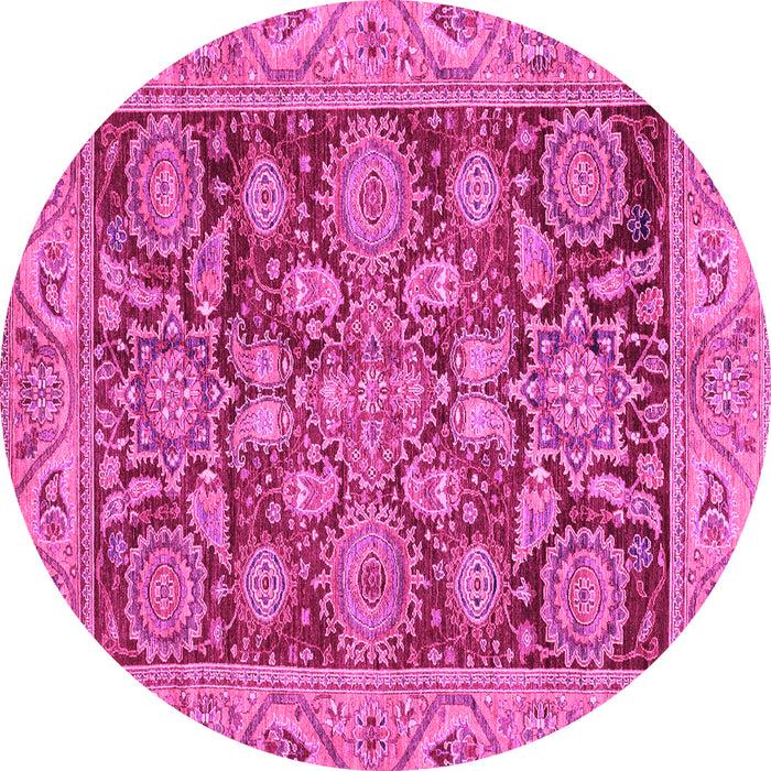 Round Oriental Pink Traditional Rug, abs3753pnk