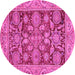 Round Oriental Pink Traditional Rug, abs3753pnk