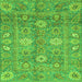 Square Oriental Green Traditional Rug, abs3754grn