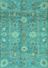 Machine Washable Oriental Turquoise Traditional Area Rugs, wshabs3754turq