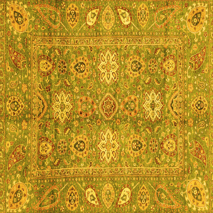 Square Machine Washable Oriental Yellow Traditional Rug, wshabs3754yw