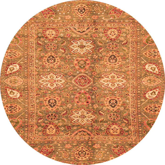 Round Oriental Orange Traditional Rug, abs3754org