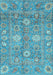 Machine Washable Oriental Light Blue Traditional Rug, wshabs3754lblu