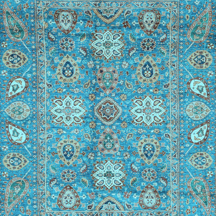 Machine Washable Oriental Light Blue Traditional Rug, wshabs3754lblu