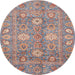 Round Machine Washable Abstract Mauve Taupe Purple Rug, wshabs3754