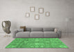 Machine Washable Oriental Emerald Green Traditional Area Rugs in a Living Room,, wshabs3754emgrn