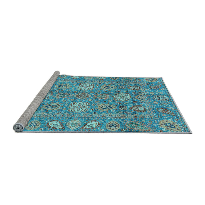 Sideview of Machine Washable Oriental Light Blue Traditional Rug, wshabs3754lblu