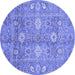 Round Oriental Blue Traditional Rug, abs3754blu