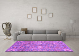 Machine Washable Oriental Purple Traditional Area Rugs in a Living Room, wshabs3754pur