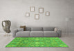 Machine Washable Oriental Green Traditional Area Rugs in a Living Room,, wshabs3754grn