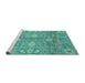 Sideview of Machine Washable Oriental Turquoise Traditional Area Rugs, wshabs3754turq