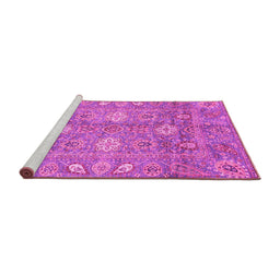 Sideview of Machine Washable Oriental Pink Traditional Rug, wshabs3754pnk