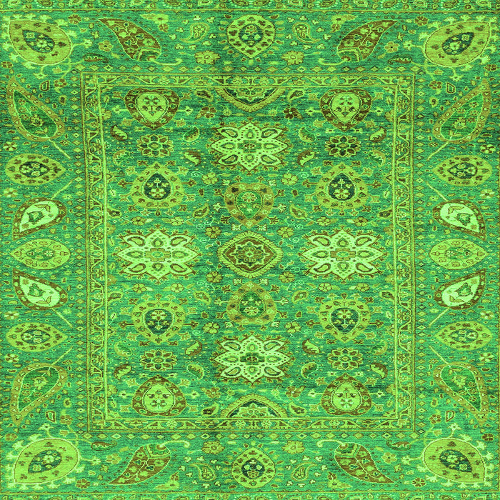 Square Machine Washable Oriental Green Traditional Area Rugs, wshabs3754grn