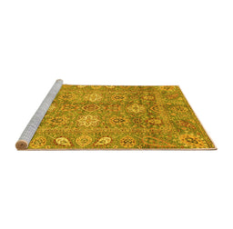 Sideview of Machine Washable Oriental Yellow Traditional Rug, wshabs3754yw