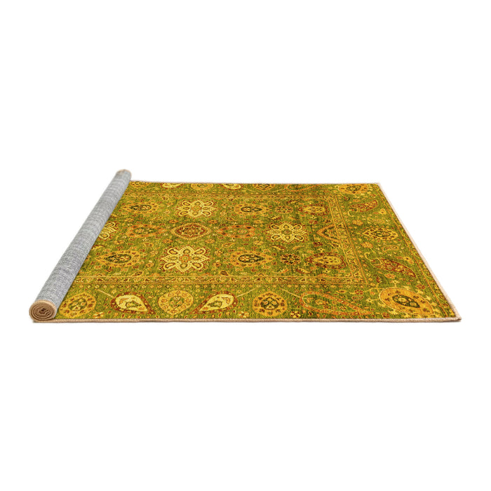 Sideview of Machine Washable Oriental Yellow Traditional Rug, wshabs3754yw
