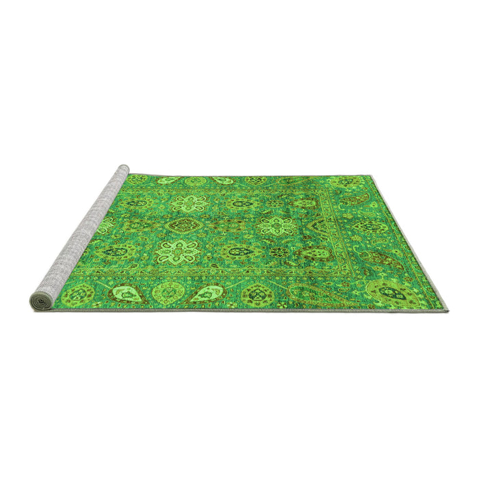 Sideview of Machine Washable Oriental Green Traditional Area Rugs, wshabs3754grn
