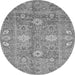 Round Oriental Gray Traditional Rug, abs3754gry