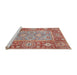 Sideview of Machine Washable Abstract Red Rug, wshabs3755