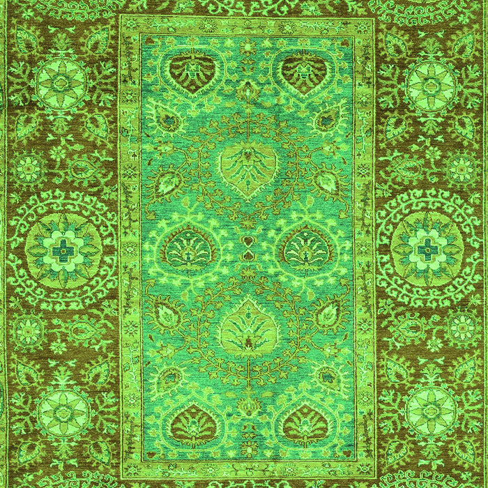 Machine Washable Oriental Green Traditional Area Rugs, wshabs3755grn