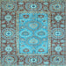 Square Oriental Light Blue Traditional Rug, abs3755lblu