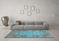 Machine Washable Oriental Light Blue Traditional Rug, wshabs3755lblu