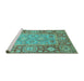 Sideview of Machine Washable Oriental Turquoise Traditional Area Rugs, wshabs3755turq