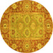 Round Oriental Yellow Traditional Rug, abs3755yw