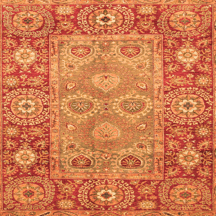 Square Machine Washable Oriental Orange Traditional Area Rugs, wshabs3755org