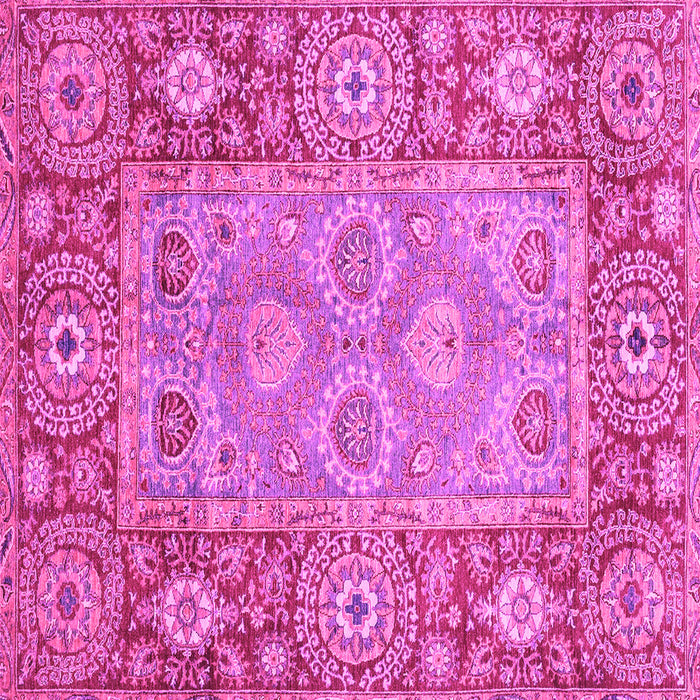 Square Machine Washable Oriental Pink Traditional Rug, wshabs3755pnk