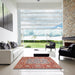 Square Abstract Red Oriental Rug in a Living Room, abs3755